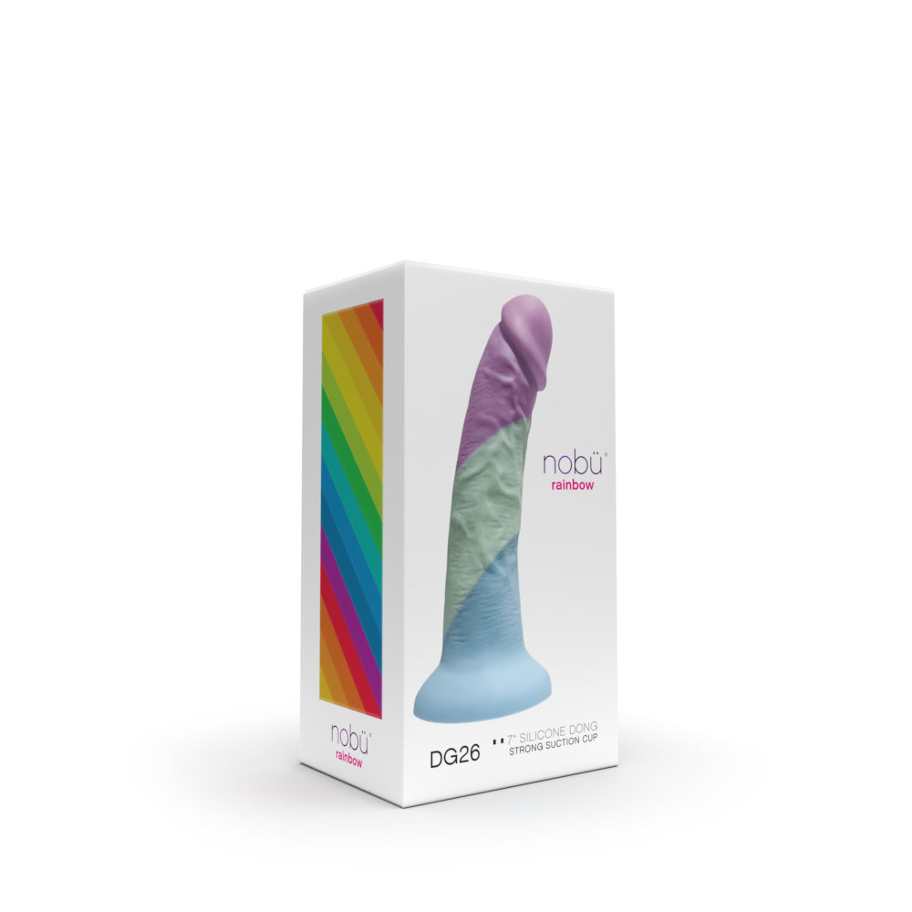 Realistic Silicone Dildo with Suction Cup – Nobü Rainbow DG26 Tri-Color