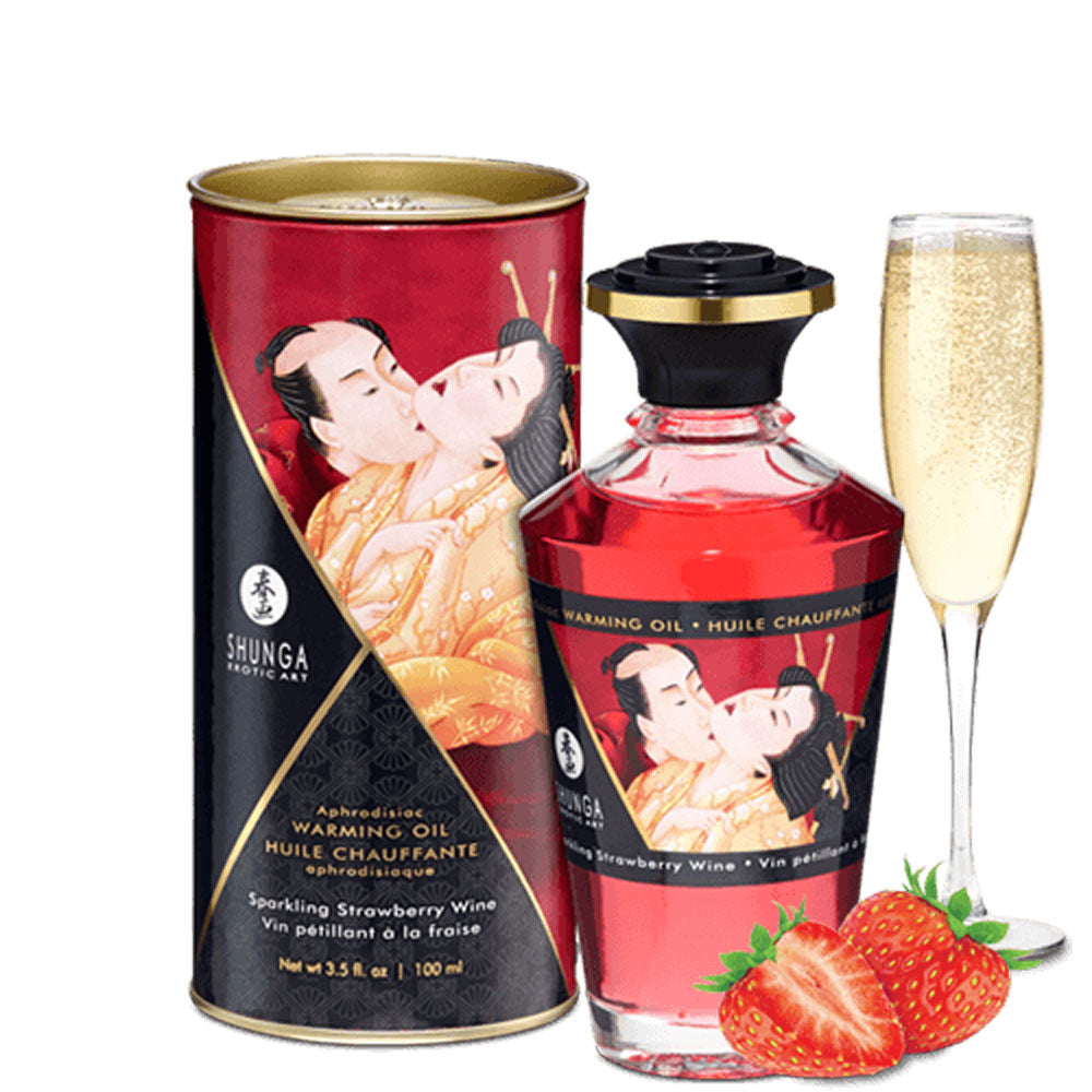 Warming Massage Oil – Shunga Sparkling Strawberry Wine 3.5 oz